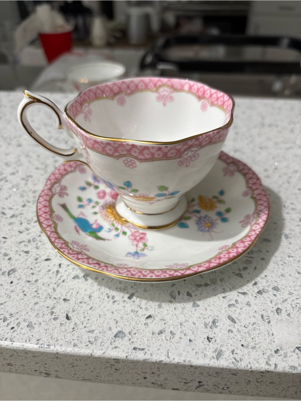 Delicate Pink Floral Teacup & Saucer Set
